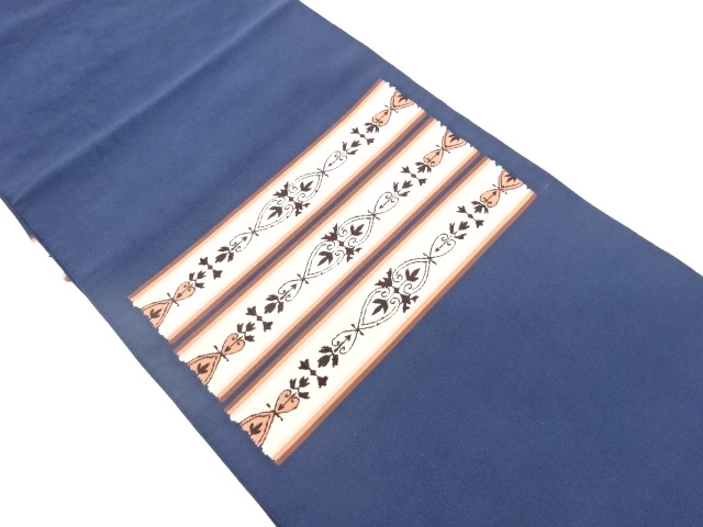 綴れ横段に抽象草花模様織出し名古屋帯